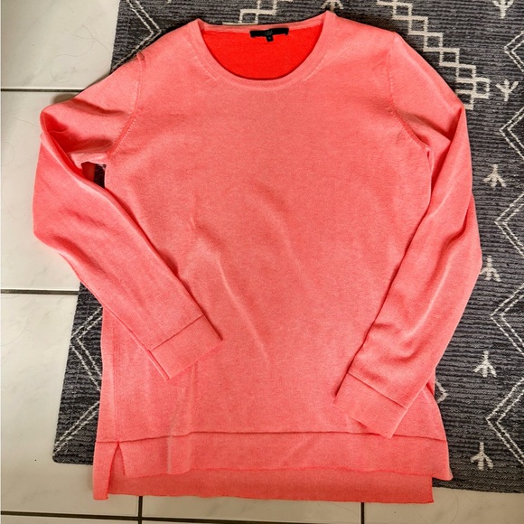 Tibi Tops - Tibi Neon Orange Pink Textured Knit Long Sleeve Top Shirt Crewneck